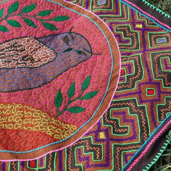 Owl and Chakruna Pattern Shipibo Embroidery